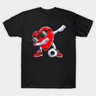 Dabbing Soccer Ball Heart Valentines Day  Men Boys Kids T-Shirt